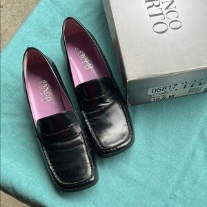 Franco Sarto Women's Black Square Toe Loafers